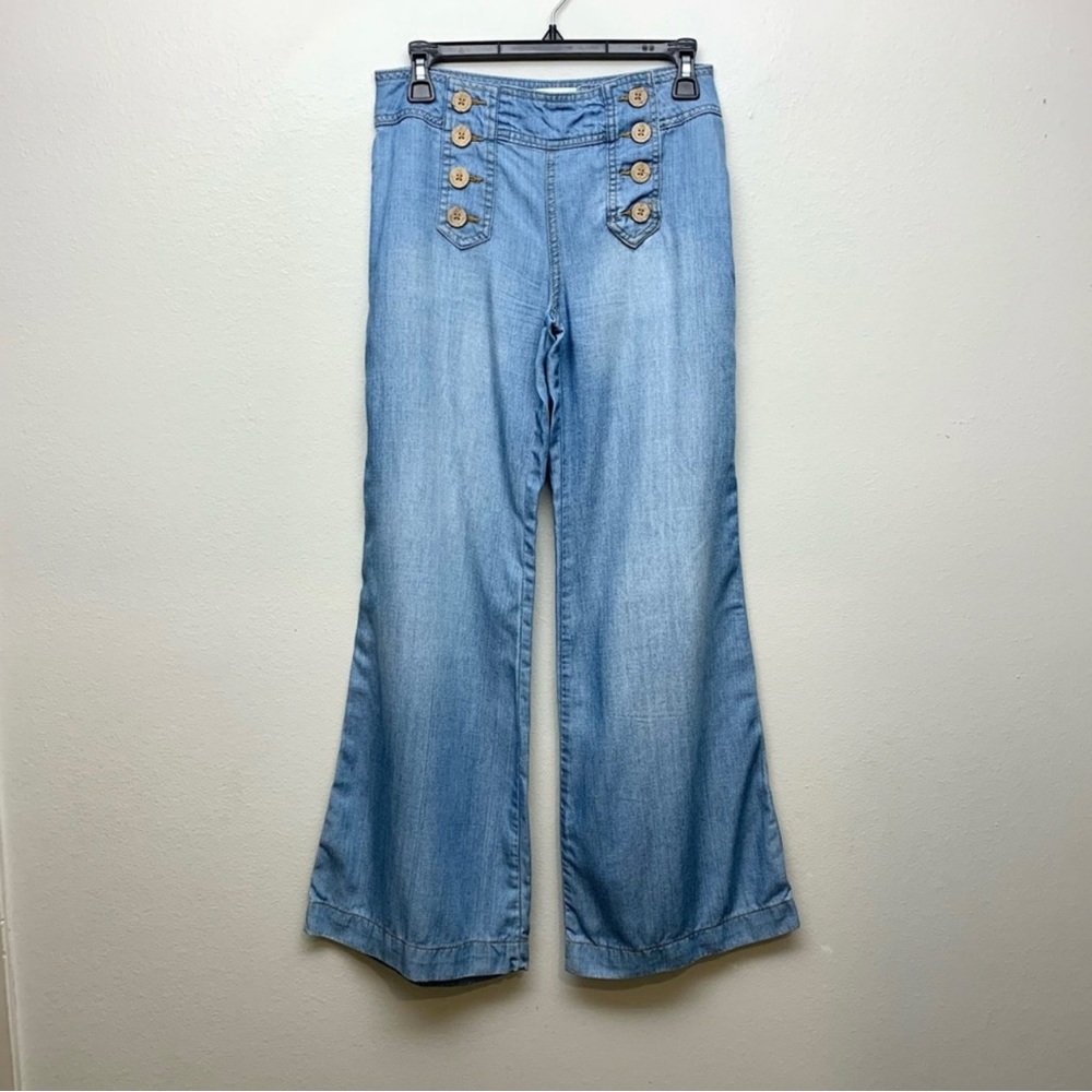 Anthropologie Elevenses wide leg sailor pant.
